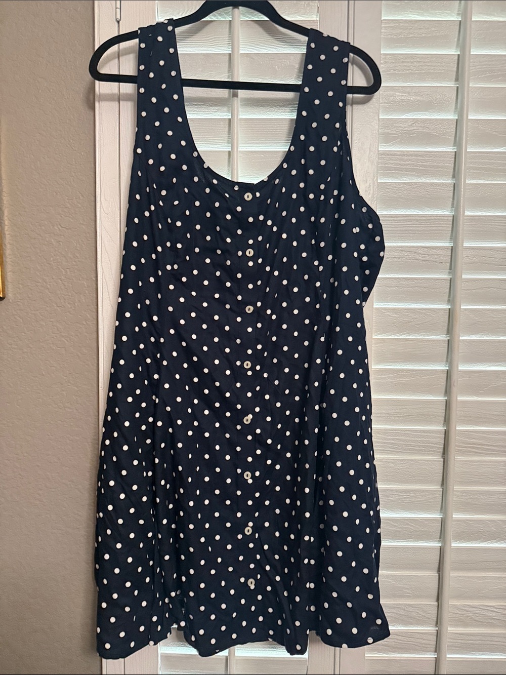 Old Navy Navy and White Polka Dot Sleeveless Mini Dress